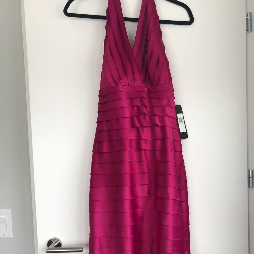 Ladies Size 06 Fuchsia Halter Dress with Wrap - Great Style  and Very Flattering